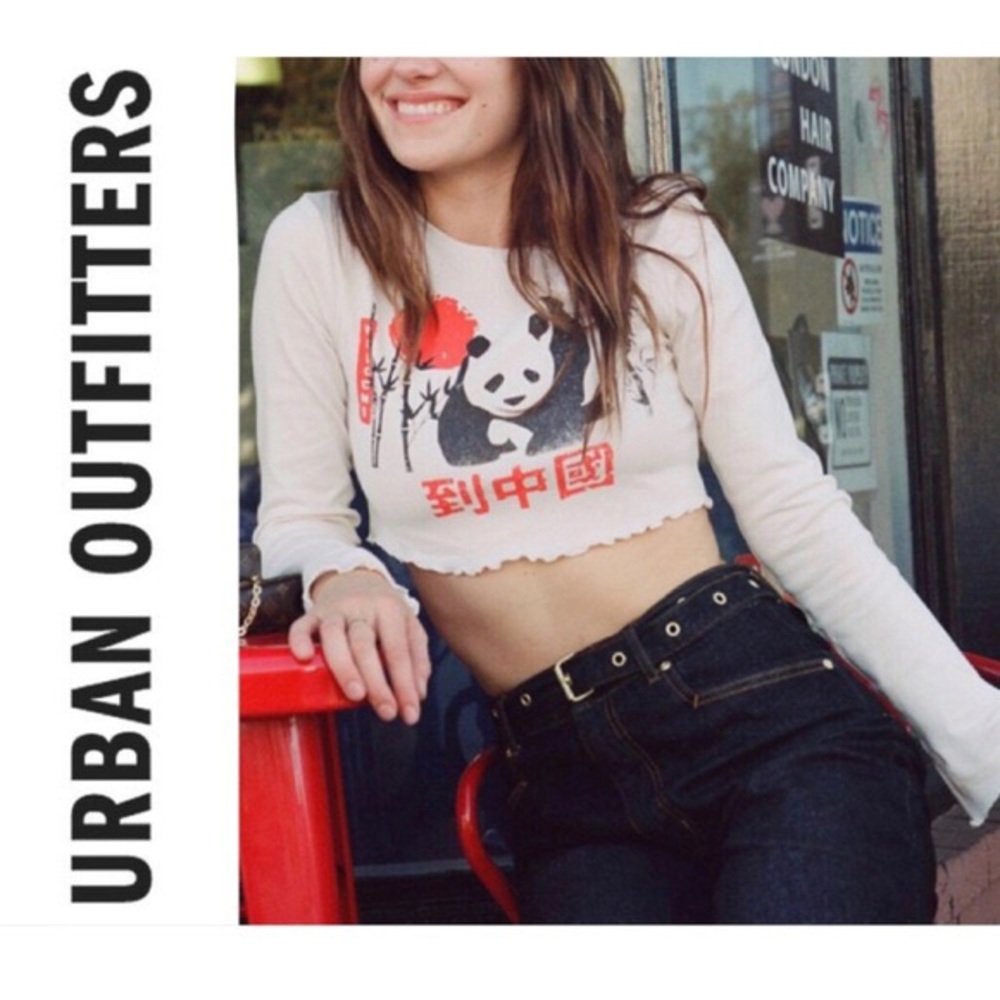 Urban Outfitters Panda Lettuce-edge Long-sleeve